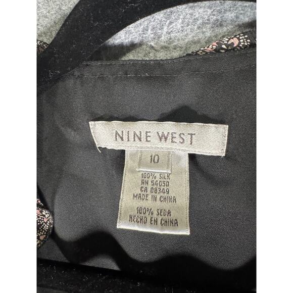 Nine West Blouse Women 10 Black Ruffle Button Front Whimsigoth Ruffle Fairy - Picture 2 of 7